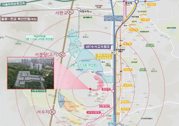 수지드림더힐 입지 지도 — 용인 수지구 동천동 동천역·판교·강남 접근성